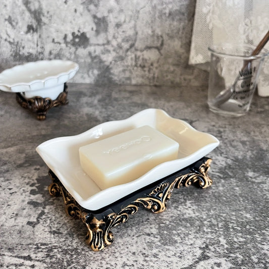 1pc Elegant Ceramic Soap Dish with Drainage Function - Oval, Non-slip, Decorative Bathroom Accessory, Suitable for Home, Hotel and Restaurant Soap Dispenser, Bathroom Soap Dispenser, Suitable for Kitchen Sink