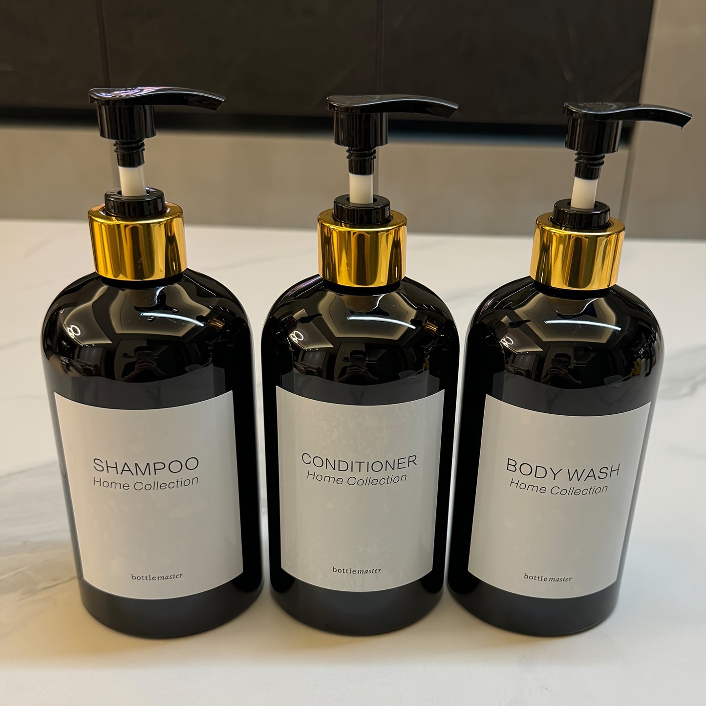 3pcs Shampoo & Conditioner Dispenser Set with Wall Mounts - 16.9oz, Bamboo Pump, Plastic, Bathroom Essentials, Shampoo And Conditioner Set