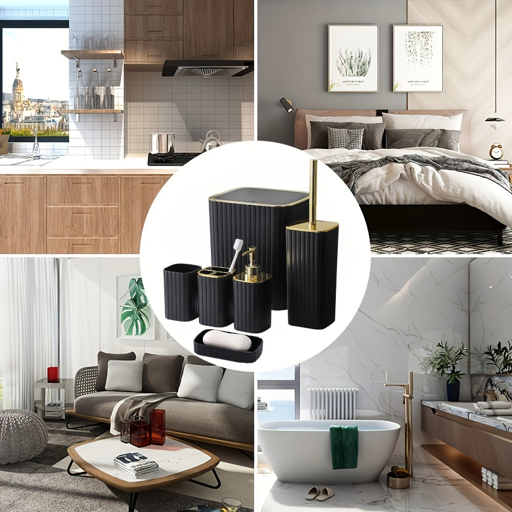 Ensemble de 6 accessoires de salle de bain noirs