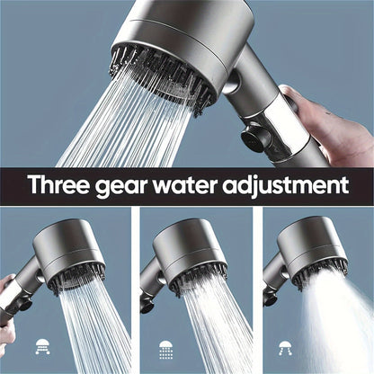 3-in-1 Handheld Shower Head with Scalp Massager, 4-in-1 Detachable Shower Head, High Pressure Water Filter, Plastic, Round Shape, for Skin & Hair Care, Softens Hard Water, Kitchen & Bathroom Accessory