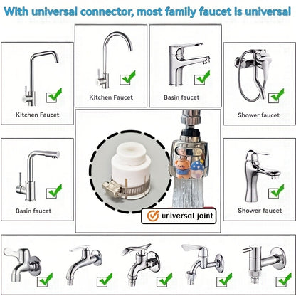 Anti-Splash Faucet Splash Guard with Rotating Spout - Splash-Proof Kitchen Faucet Extender, Sink Connector, Easy Installation for Bathroom or Kitchen Sink, Modern Faucet Attachment Compatible with Standard Pipes, Kitchen Sink