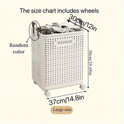 Foldable Laundry Basket with Wheels - Large & Medium Capacity, Durable PP Material, Ventilated Design & Ergonomic Handles, Space-Saving Collapsible Hamper for Bathroom, Bedroom, Laundry Room Storage