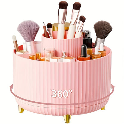 Rotating Makeup Organizer, 360 Degree Rotation, Minimalist Design, High-Gloss ABS Plastic, Perfect For Bedroom, Vanity, Bathroom Storage