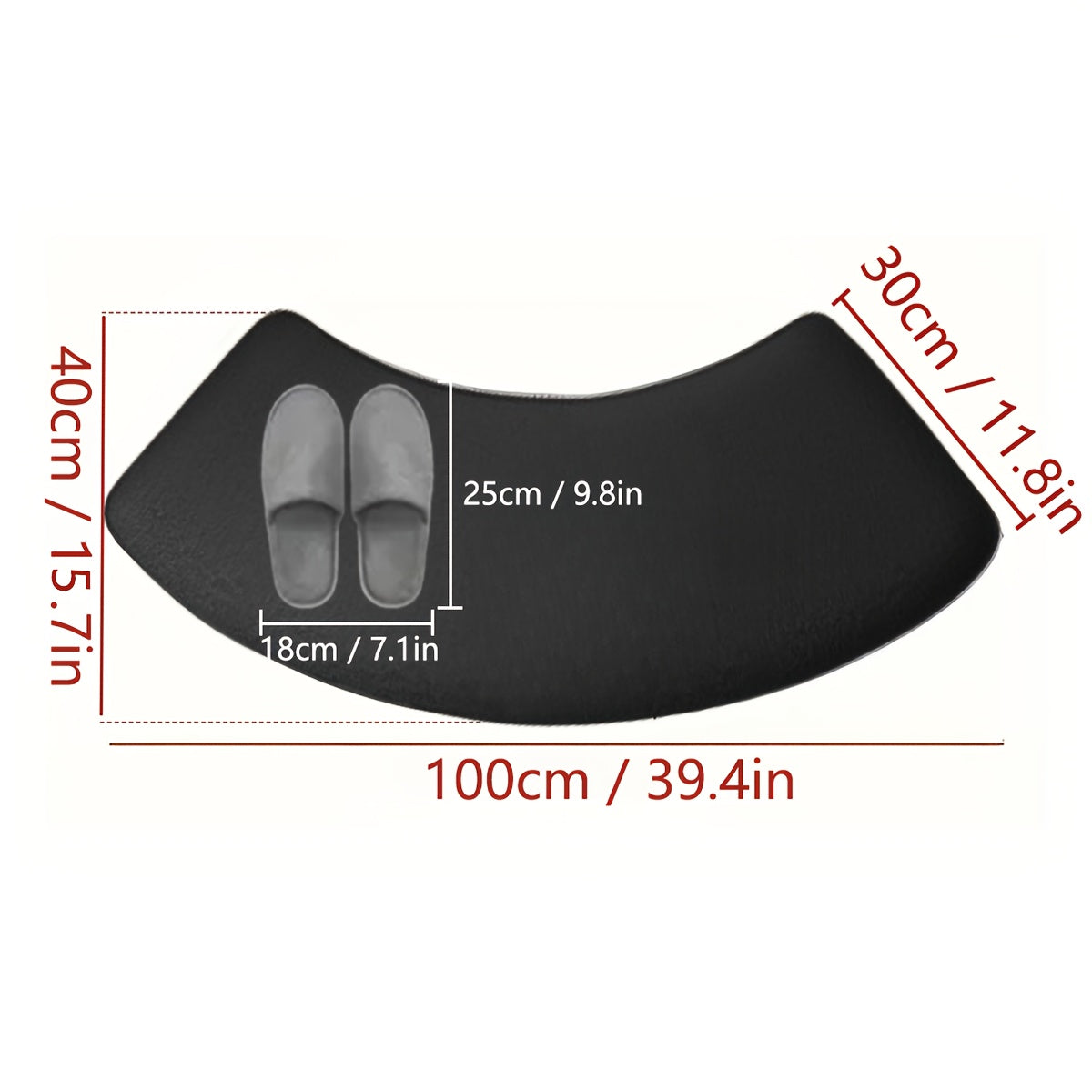 Non-Slip Bath Mat, Thickened Polyester Shower Door Rug, Half-Circle Entryway Foot Mat, Hand-Washable, Low Pile, Machine-Made, 660g/㎡, 1.2cm Thick, Kitchen & Bathroom Decor