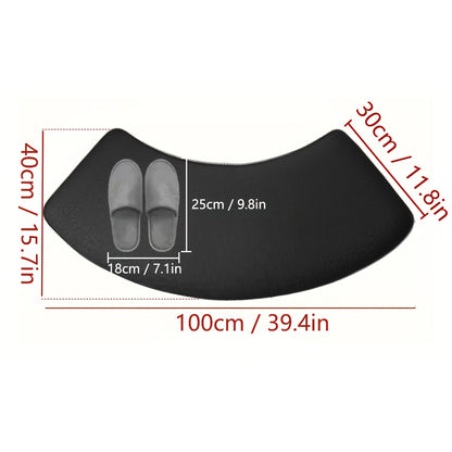 Non-Slip Bath Mat, Thickened Polyester Shower Door Rug, Half-Circle Entryway Foot Mat, Hand-Washable, Low Pile, Machine-Made, 660g/㎡, 1.2cm Thick, Kitchen & Bathroom Decor