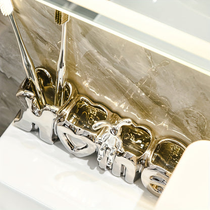 Ceramic Toothbrush Holder, Creative Bathroom Toothbrush Holder, Standalone Countertop Bathroom Organizer, Multifunctional Toothbrush Toothpaste Storage Rack, Bathroom Accessories, Home Decor