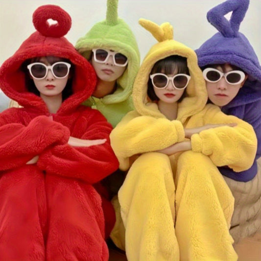 1pc Antenna Youngsters Bathrobe, Easter Cartoon Cosplay Mini Robe, Super Soft Flannel Adult Pajamas, Cute Cartoon Antenna Youngsters Couple Bathrobe Towel Bathroom Supplies, Wash Cloths