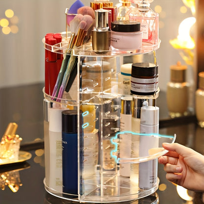 360° Rotating Acrylic Makeup Organizer - Transparent Cosmetic Storage Box for Skincare, Lipstick & More - Perfect for Dorms & Bathroom Vanity