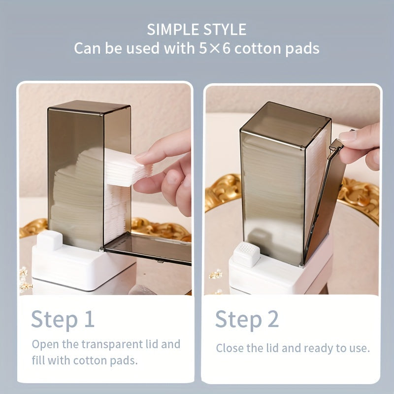 RYELEA 5X6Cm Makeup Remover Pad Organizer Press-To-Dispense Pad Storage Box Dispenser– Waterproof Bathroom Organizer for Vanity And Countertop