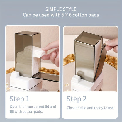 RYELEA 5X6Cm Makeup Remover Pad Organizer Press-To-Dispense Pad Storage Box Dispenser– Waterproof Bathroom Organizer for Vanity And Countertop