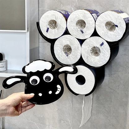 1Pc Animal-Shaped Wall-Mounted Plastic Tissue Holder, Multifunctional Toilet Paper Roll Storage Rack for Bathroom And Living Room Halloween, Christmas Decorations