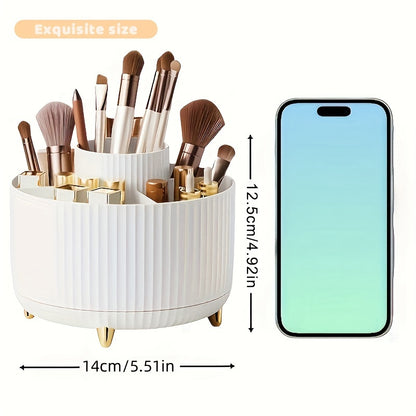Rotating Makeup Organizer, 360 Degree Rotation, Minimalist Design, High-Gloss ABS Plastic, Perfect For Bedroom, Vanity, Bathroom Storage