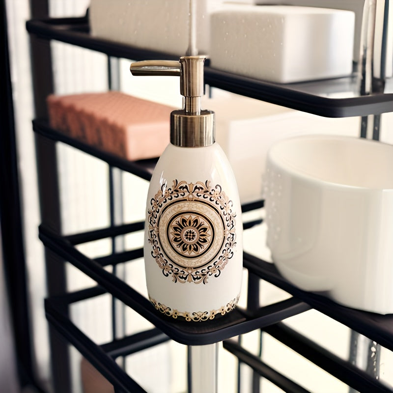 1pc Elegant Ceramic Soap Dispenser with Decorative Designs - Refillable Countertop Lotion & Dish Soap Pump, PVC-Free, Ideal for Kitchen and Bathroom Decor, Christmas/Halloween Gift Decoration