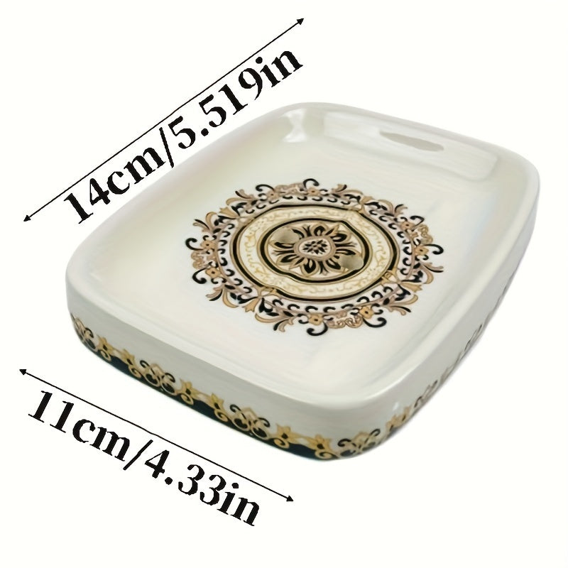 Elegant Ceramic Soap Dish with Drainage - Large, European-Style Bathroom Accessory for Home and Hotel Use