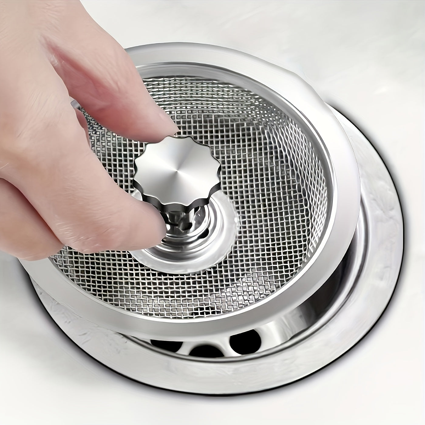 Stainless Steel Kitchen Sink Strainer - 8.13cm & 5.33cm Mesh, Non-Clogging for Bathroom, Washroom & Vanity