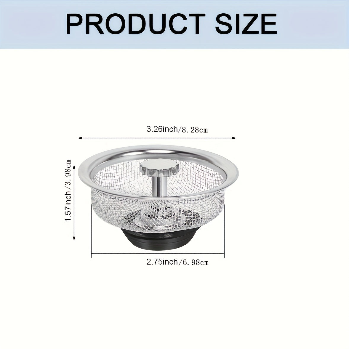 Stainless Steel Kitchen Sink Strainer - 8.13cm & 5.33cm Mesh, Non-Clogging for Bathroom, Washroom & Vanity