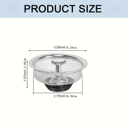 Stainless Steel Kitchen Sink Strainer - 8.13cm & 5.33cm Mesh, Non-Clogging for Bathroom, Washroom & Vanity