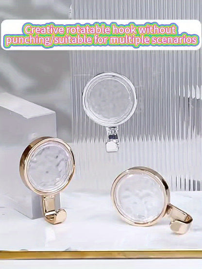 4pcs Modern Metal Wall Mount Hooks, Easy Install, Rotatable, Strong Adhesive, No Drilling Required, No Trace, for Bathroom Towel and Clothes Hanging