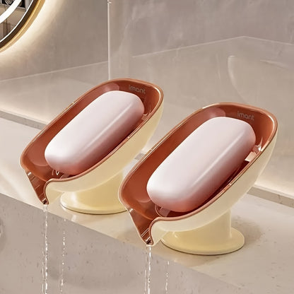 Elegant Oval Soap Dish - Durable Plastic, Self-Draining Design for Bathroom Use