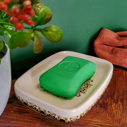 Elegant Ceramic Soap Dish with Drainage - Large, European-Style Bathroom Accessory for Home and Hotel Use