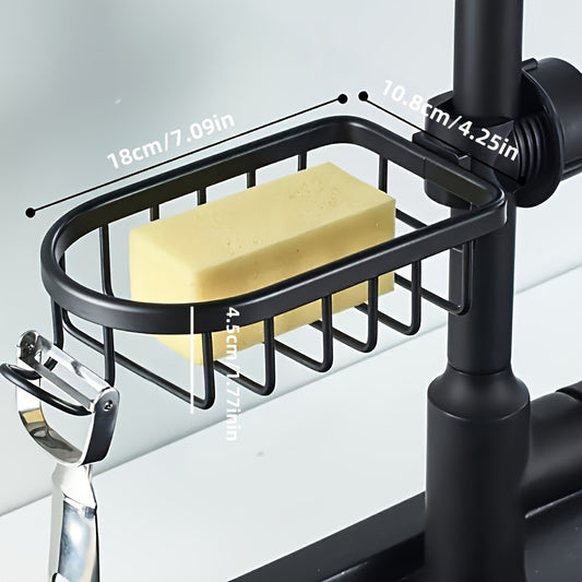 Versatile Aluminum Shower Caddy - Space-Saving Bathroom Organizer with Hooks for Soap, Toiletries & More