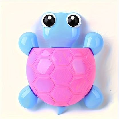 Wall-mounted suction cup storage rack with a cute little turtle design, 1pc, toothbrush holder, creative cartoon bedroom living room kitchen bathroom organizer, toothpaste holder, home decoration bathroom supplies