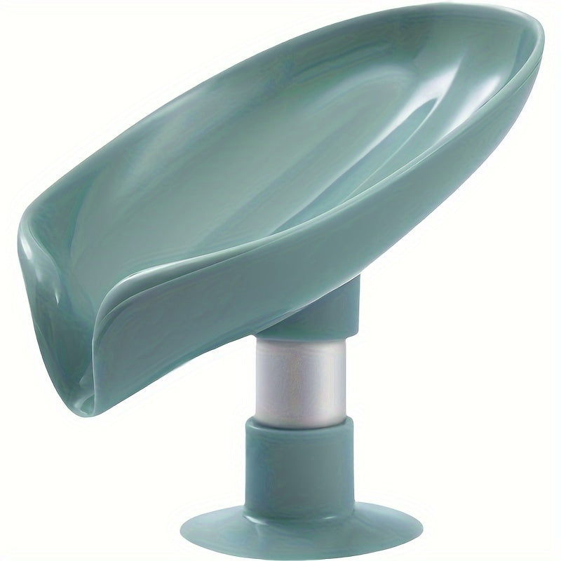Teal Oval Soap Dish with Suction Cup - Punch-Free, Water-Draining Design for Bathroom Storage, Plastic Material, Glossy Finish, Easy Installation, Soap Organization | Oval Soap Tray | Smooth Surface Design, Soap Holder Bathro