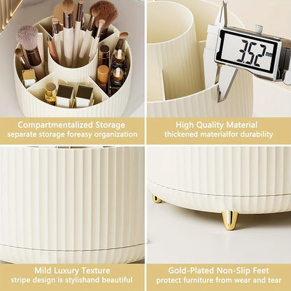 Rotating Makeup Organizer, 360 Degree Rotation, Minimalist Design, High-Gloss ABS Plastic, Perfect For Bedroom, Vanity, Bathroom Storage