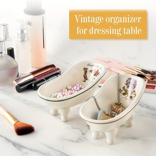 Charming 14.22cm Ceramic Oval Mini Bathtub Soap Dish - Vintage Bathroom Decor, Perfect for Home & Kitchen Accessories, Bathroom Decor And Accessories