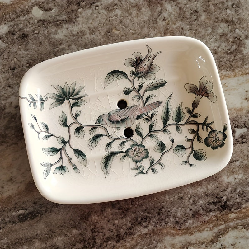 Elegant Ceramic Soap Dish with Drainage - Large, European-Style Bathroom Accessory for Home and Hotel Use