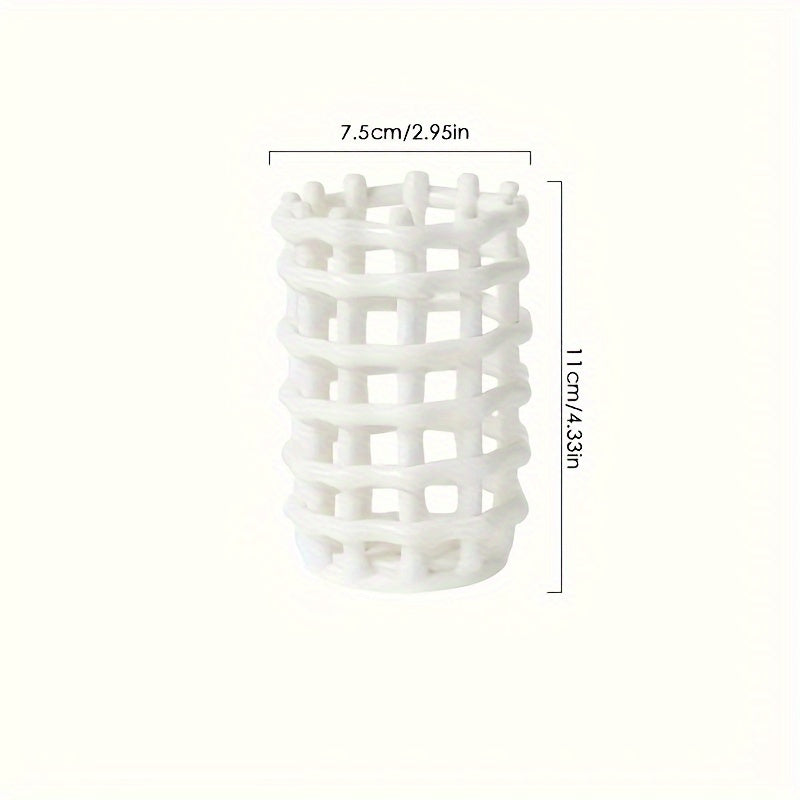 1Pc Hand Woven Ceramic Toothbrush Holder - Freestanding Toothpaste Storage Container for Bathroom Accessories, Non-Electric Organizer