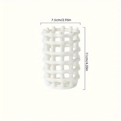 1Pc Hand Woven Ceramic Toothbrush Holder - Freestanding Toothpaste Storage Container for Bathroom Accessories, Non-Electric Organizer
