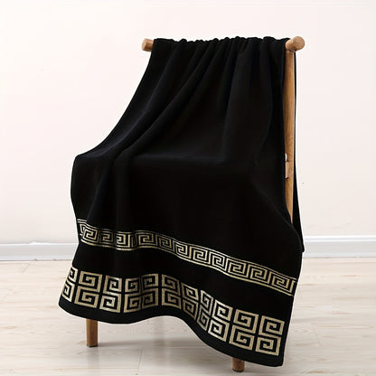 3pcs 100% Cotton Towel Set (1 Bath Towel, 2 Washcloths) GSM410, Exquisite Embroidery, Geometric Pattern, Luxury Style Bath Towel, Very Soft, Very Absorbent, Not Easy to Shed And Not Easy to Fade, Bathroom Essentials, Suitable