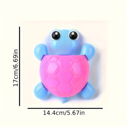 Wall-mounted suction cup storage rack with a cute little turtle design, 1pc, toothbrush holder, creative cartoon bedroom living room kitchen bathroom organizer, toothpaste holder, home decoration bathroom supplies