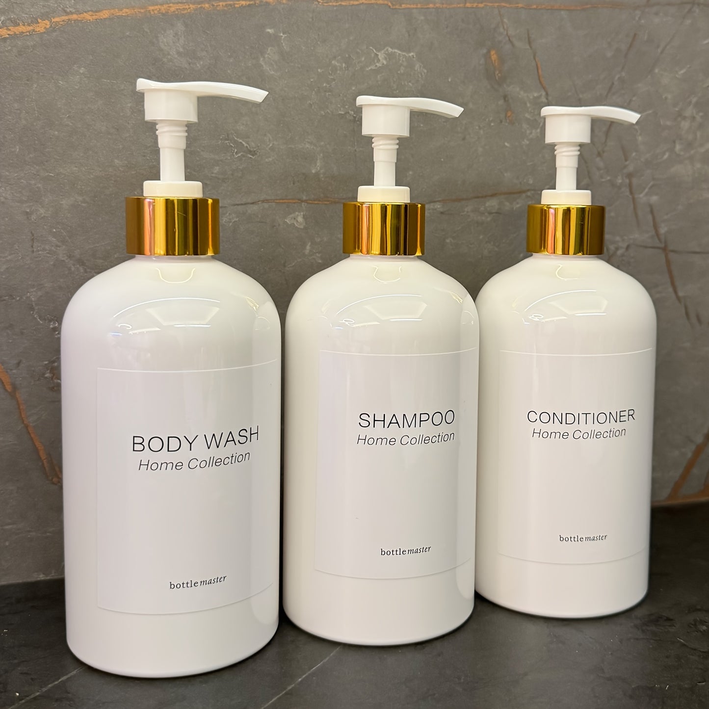 3pcs Shampoo & Conditioner Dispenser Set with Wall Mounts - 16.9oz, Bamboo Pump, Plastic, Bathroom Essentials, Shampoo And Conditioner Set