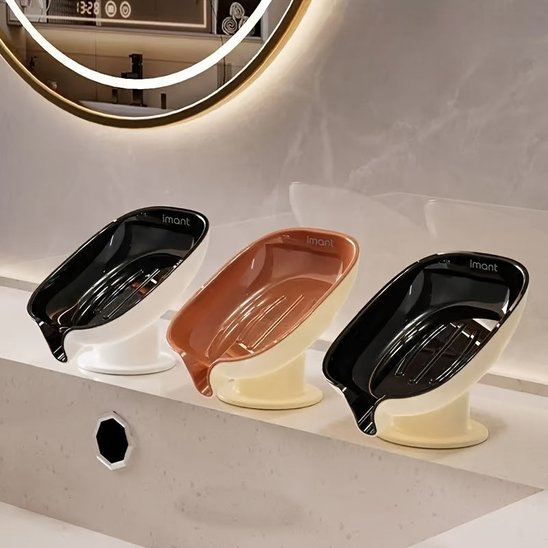 Elegant Oval Soap Dish - Durable Plastic, Self-Draining Design for Bathroom Use
