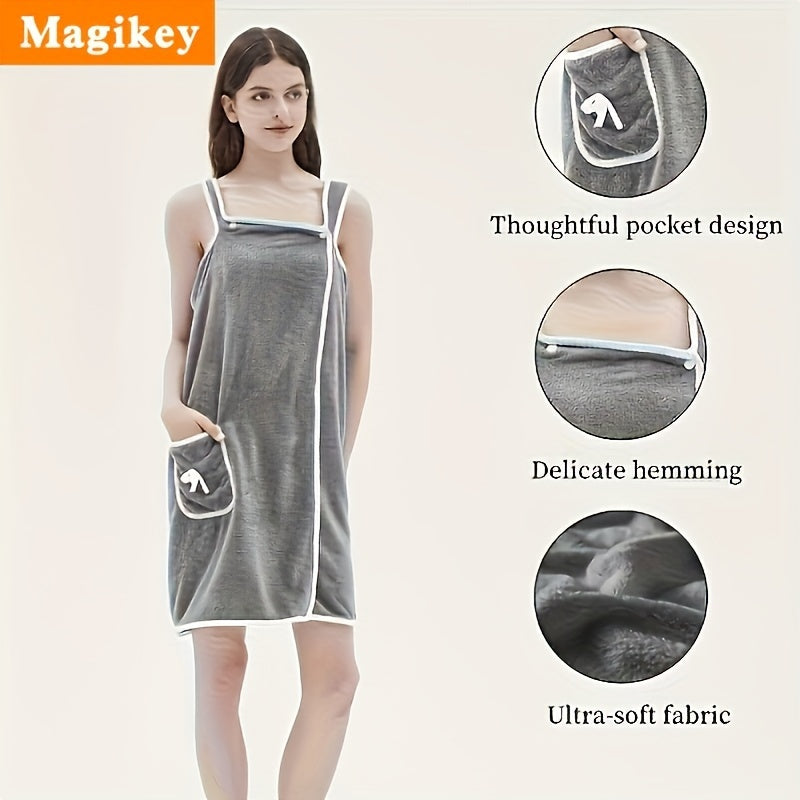 Large Soft Coral Fleece Bath Towel with Pocket - Absorbent & Quick-Dry, Lightweight & Durable for Beach, Home, and Bathroom Use, Perfect Holiday Gift for Halloween, Thanksgiving, Christmas, Quickdry Towel | Playful Design Tow