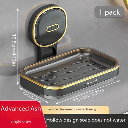 1pc Wall Mounted Soap Holder, Double Layer Drainage Soap Rack, Household Toilet Bathroom Soap Tray, Simple Soap Storage Rack for Home Bathroom, Bathroom Accessories