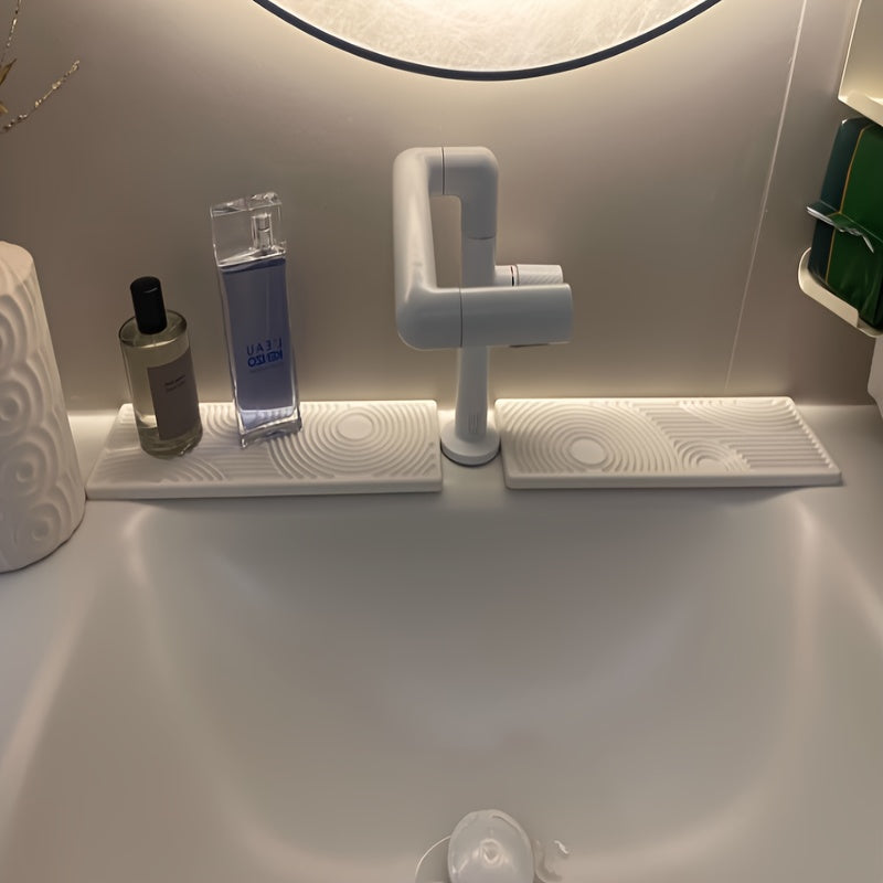 Fast-Dry Diatomaceous Earth Vanity Tray - Absorbent, Non-Slip Countertop Organizer for Bathroom & Kitchen Sink, Multi-Purpose Storage with Unique Stripe Design