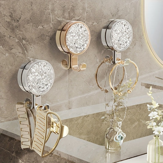 4pcs Modern Metal Wall Mount Hooks, Easy Install, Rotatable, Strong Adhesive, No Drilling Required, No Trace, for Bathroom Towel and Clothes Hanging