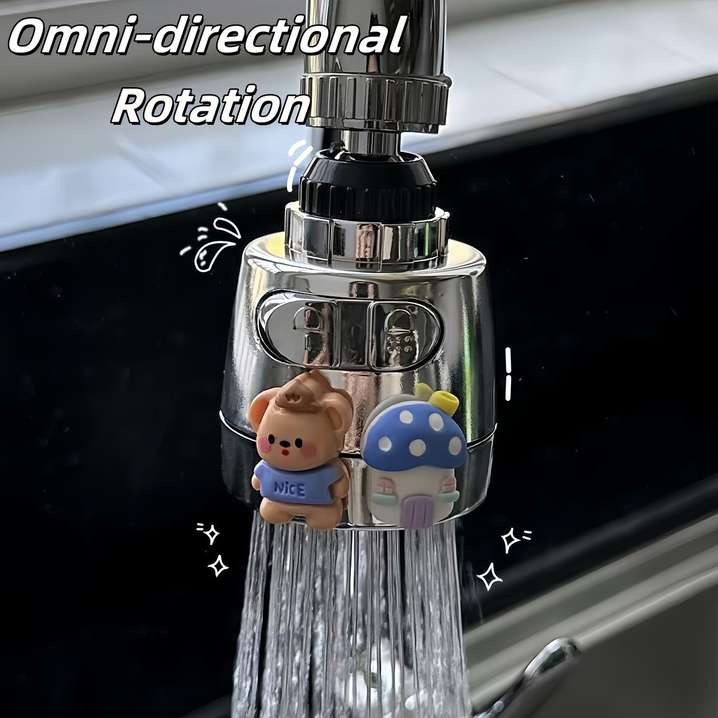 Anti-Splash Faucet Splash Guard with Rotating Spout - Splash-Proof Kitchen Faucet Extender, Sink Connector, Easy Installation for Bathroom or Kitchen Sink, Modern Faucet Attachment Compatible with Standard Pipes, Kitchen Sink