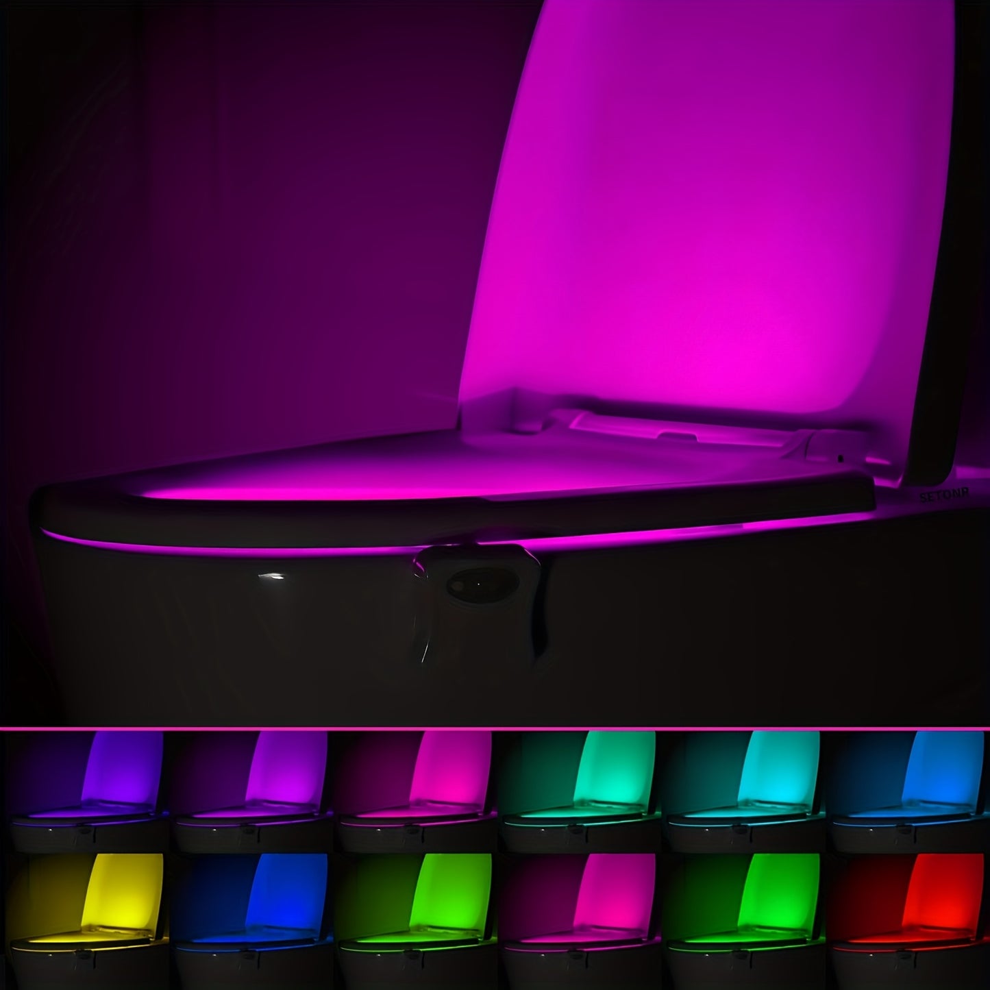 Setonr 1pc 16 Colors Human Motion Sensor Toilet Light Inside Toilet Bowl Bathroom LED Night Light for Toilet Bowl Christmas Gift