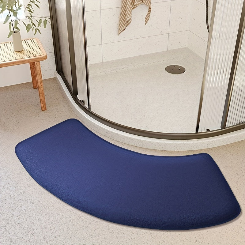 Non-Slip Bath Mat, Thickened Polyester Shower Door Rug, Half-Circle Entryway Foot Mat, Hand-Washable, Low Pile, Machine-Made, 660g/㎡, 1.2cm Thick, Kitchen & Bathroom Decor