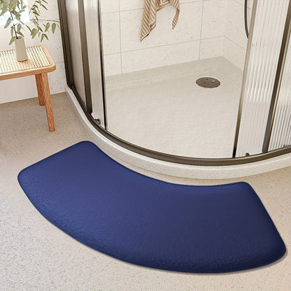 Non-Slip Bath Mat, Thickened Polyester Shower Door Rug, Half-Circle Entryway Foot Mat, Hand-Washable, Low Pile, Machine-Made, 660g/㎡, 1.2cm Thick, Kitchen & Bathroom Decor