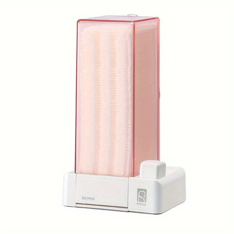 RYELEA 5X6Cm Makeup Remover Pad Organizer Press-To-Dispense Pad Storage Box Dispenser– Waterproof Bathroom Organizer for Vanity And Countertop