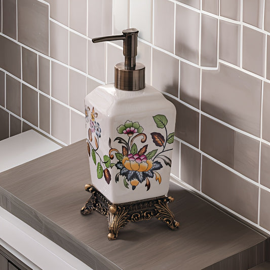 Vintage Blue Peacock Ceramic Soap Dispenser - PVC-Free, Freestanding for Bathroom & Kitchen Decor, Easy Press Pump, Christmas/Halloween Gift Decoration