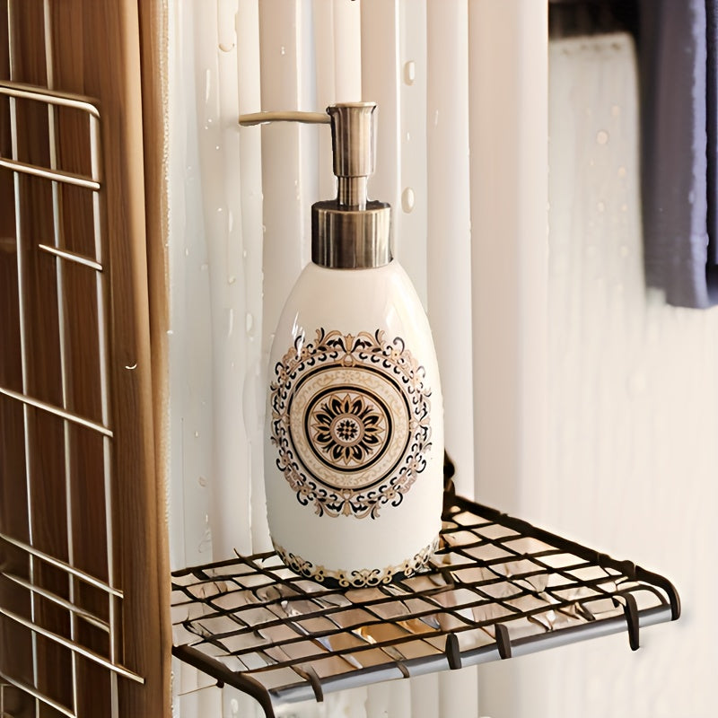 1pc Elegant Ceramic Soap Dispenser with Decorative Designs - Refillable Countertop Lotion & Dish Soap Pump, PVC-Free, Ideal for Kitchen and Bathroom Decor, Christmas/Halloween Gift Decoration