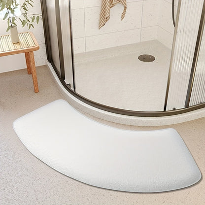 Non-Slip Bath Mat, Thickened Polyester Shower Door Rug, Half-Circle Entryway Foot Mat, Hand-Washable, Low Pile, Machine-Made, 660g/㎡, 1.2cm Thick, Kitchen & Bathroom Decor