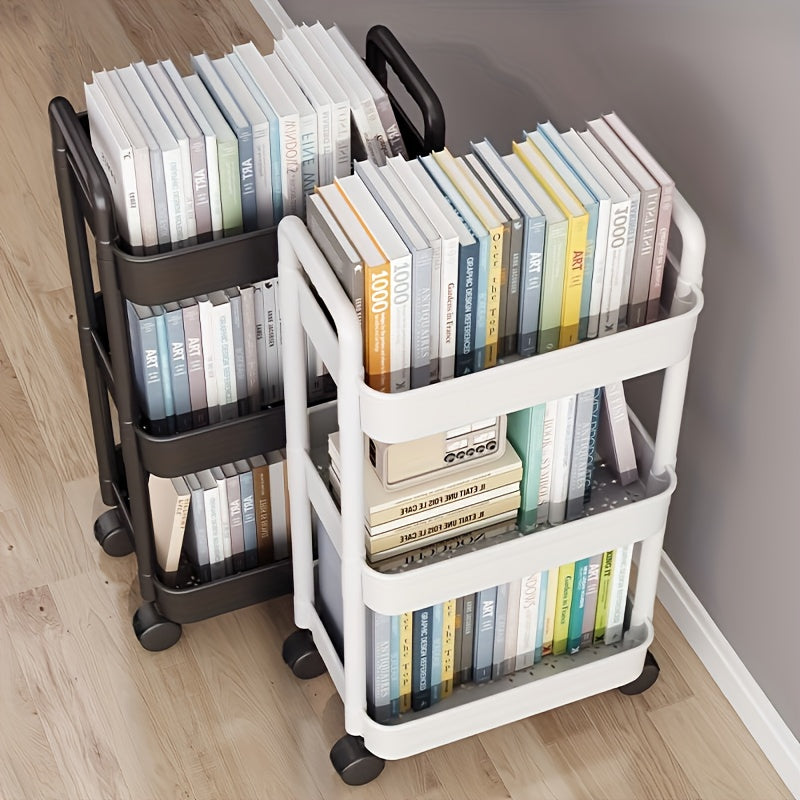 Multi-Layer Storage Organizer Cart - Durable Plastic, Easy to Move, Ideal for Kitchen, Bathroom, Bedroom - White