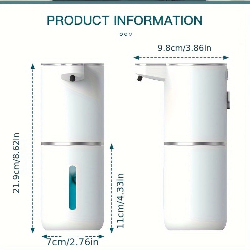 1pc USB Rechargeable Automatic Foam Soap Dispenser, 380ml Wall Mount Hand Machine, Phthalate-Free Plastic, Touchless Operation, 500mAh Lithium Battery, for Kitchen and Bathroom